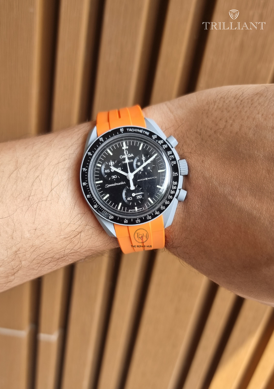 SOLID ORANGE - RUBBER WATCH STRAP for OMEGA X SWATCH SPEEDMASTER MOONSWATCH