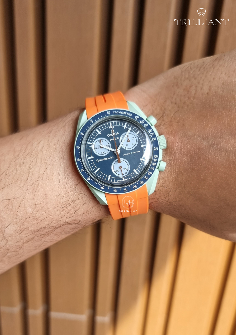 SOLID ORANGE - RUBBER WATCH STRAP for OMEGA X SWATCH SPEEDMASTER MOONSWATCH